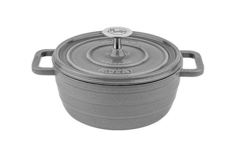 Sallys Bräter Vielseitiger Gusseisentopf Murat, perfekt zum Schmoren & Brotbacken, Vollgusseisen mit hochwertiger Emaille-Beschichtung (inklusive Kochheft, gleichmäßige Wärmeverteilung & ofenfest bis 250 °C), Mittlere Größe – Ø 22 cm / 2,2 l von Sallys