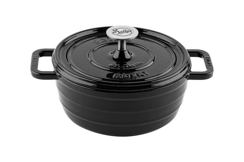 Sallys Bräter Vielseitiger Gusseisentopf Murat, perfekt zum Schmoren & Brotbacken, Vollgusseisen mit hochwertiger Emaille-Beschichtung (inklusive Kochheft, gleichmäßige Wärmeverteilung & ofenfest bis 250 °C), Mittlere Größe – Ø 22 cm / 2,2 l von Sallys
