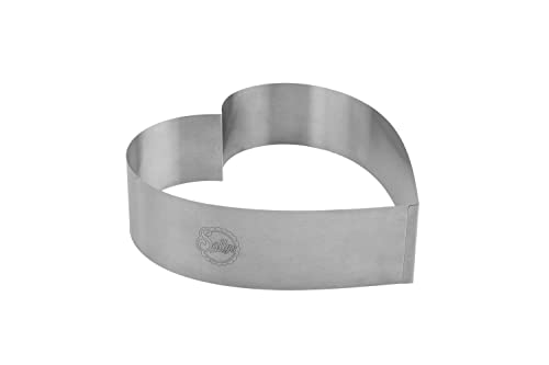 Sallys Backform Backring Tortenring rund rechteckig eckig verschiedene Größen und Formen (Herzbackform, 28 cm), AM257285, Silber von Sallys
