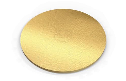 Sallys Cake Boards 12 mm Stärke, Ø 35 cm Aus stabilem leichten Karton mit lebensmittelecher Aluminiumbeschichtung - Kuchenunterlage, Tortenunterlage, Tortenplatten, Cakeboard (Gold) von Sallys