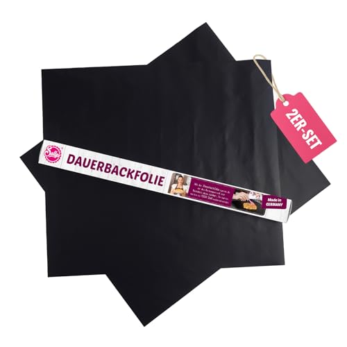 Sallys Dauerbackfolie 2er Set - 44 x 39 cm - Wiederverwendbare Antihaft-Unterlage bis 260 Grad - Ideal für Ofen, Grill & Mikrowelle - Spülmaschinengeeignet von Sallys