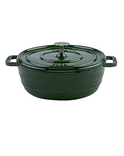 Sallys 'Ela' Deluxe Gusseisentopf - Robustes und Hochwertiges Kochjuwel für Perfektes Garen (Hunter Green Majolika) von Sallys