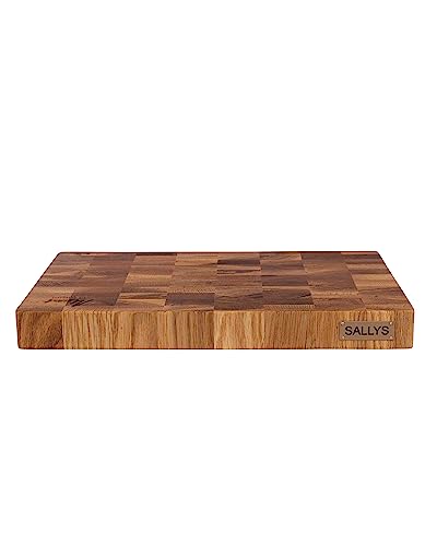 Sallys Hartblock Wendebrett- 2-in-1 Premium Wendeschneidebrett aus edlem Eichen- und robustem Kamabalaholz (Eichenholz) von Sallys
