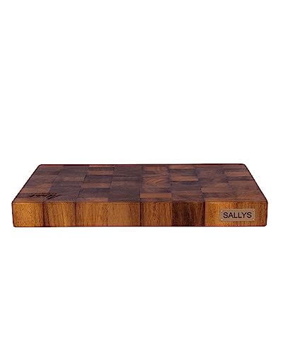 Sallys Hartblock Wendebrett- 2-in-1 Premium Wendeschneidebrett aus edlem Eichen- und robustem Kamabalaholz (Premium Kambalaholz) von Sallys