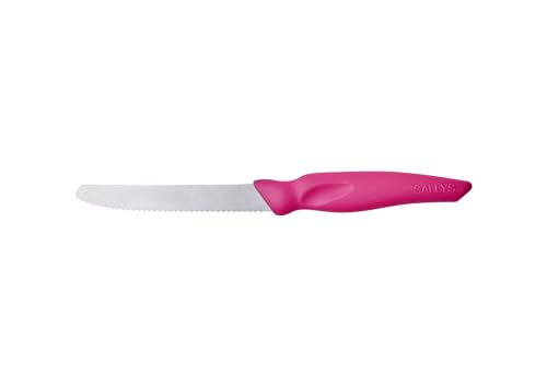 Sallys Powermesser mit Eelstahlklinge und Kunststoff Griff (BPA frei) 22 x 2,4 x 1,2 cm - Brötchenmesser, Frühstücksmesser mit einseitigem Wellenschliff, Brotmesser (Magenta) von Sallys