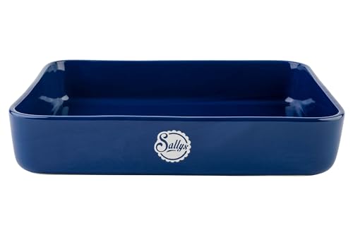 Sallys Stoneware Ofenform eckig 36 x 28 x 7 cm - Auflaufform aus natürlichen Materialien, kratz- und schnittfest (Night Blue) von Sallys