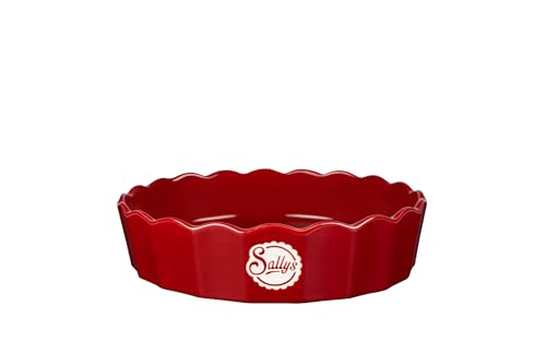 Sallys Stoneware Ofenform rund 24,5 cm - Auflaufform aus natürlichen Materialien, kratz- und schnittfest (Empire Red) von Sallys