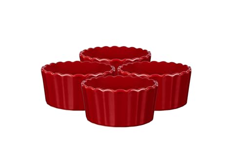 Sallys Stoneware Ofenform rund 4er Set 10 cm - Auflaufform aus natürlichen Materialien, kratz- und schnittfest (Empire Red) von Sallys