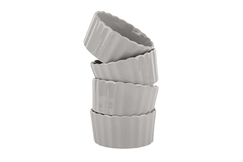 Sallys Stoneware Ofenform rund 4er Set 10 cm - Auflaufform aus natürlichen Materialien, kratz- und schnittfest (Light Grey) von Sallys