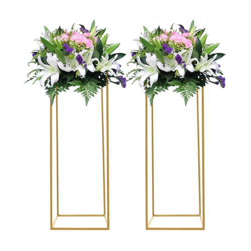 2 Stück Gold Vase für Hochzeit Herzstück Tische, Geometrische Blumenständer, Rechteckige Blumen Display Rack für Partytisch Tafelaufsätze Dekoration von Salmeee