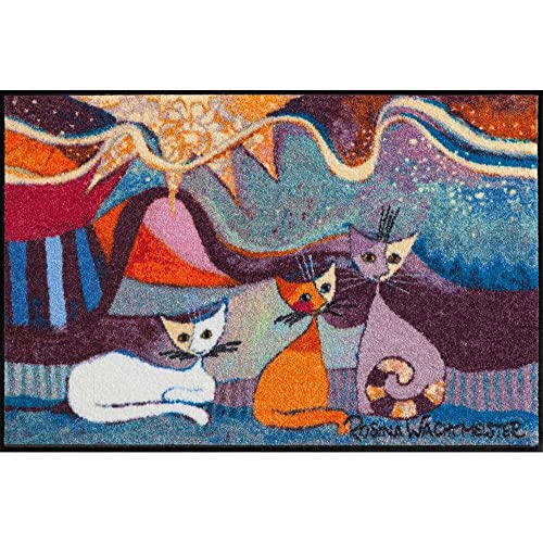 Efia Rosina Wachtmeister Fußmatte Lifestyle Le Onde 50x75 cm Tür-Matte waschbar Katzen bunt Designer von Salonloewe