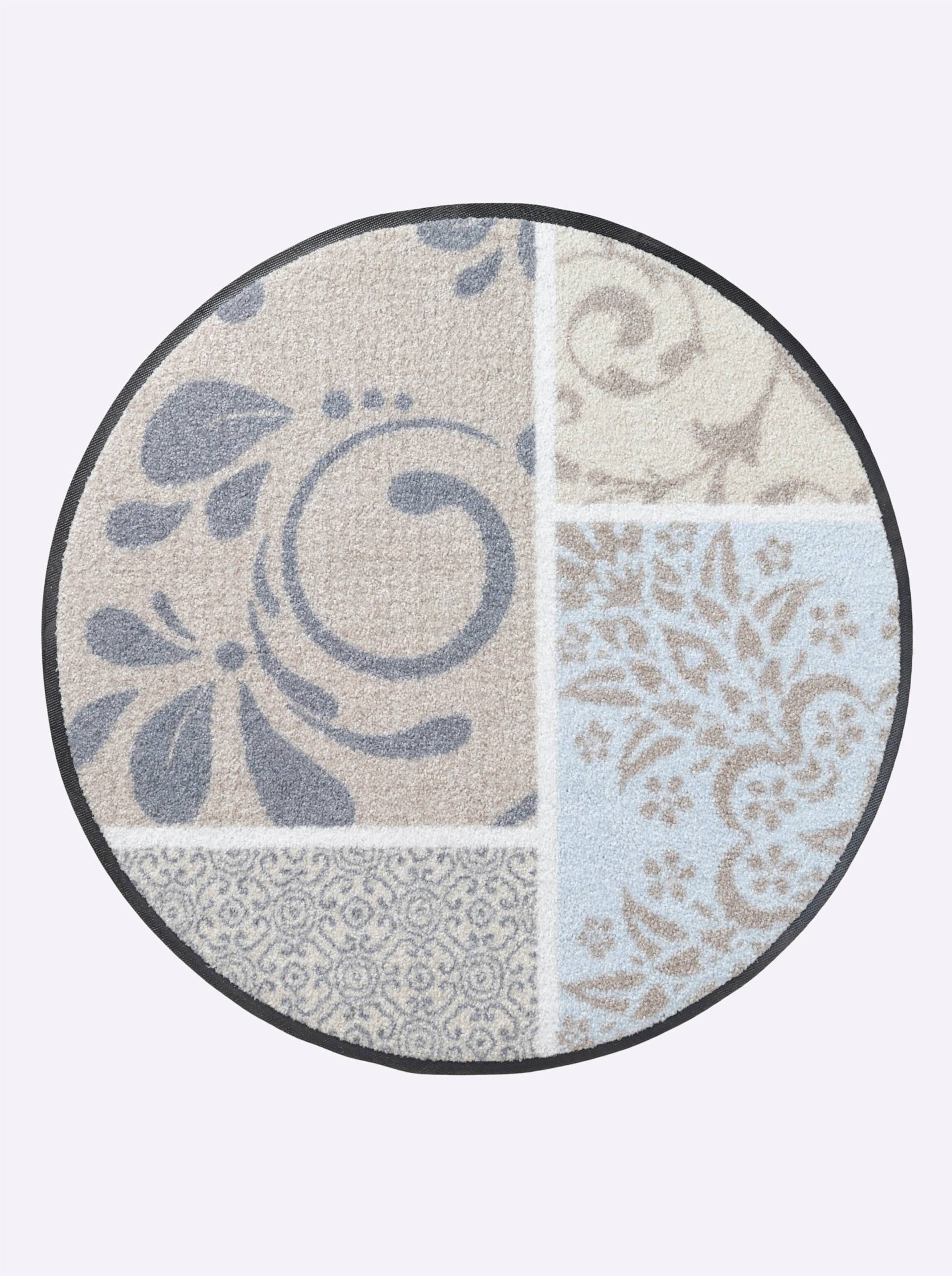 Fußmatte in hellblau-taupe-bedruckt von Salonloewe von Salonloewe