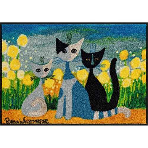 Fußmatte Lifestyle Springtime 50x75 cm Frühling Eingangsmatte bunt Blumen Katzen Fussabtreter von Salonloewe