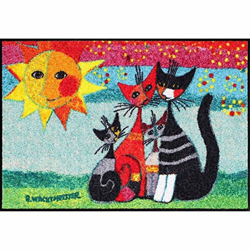 Salonloewe Rosina Wachtmeister Fußmatte waschbar Momenti 50x75 cm Eingangs-Matte Katzen bunt rutschfest Designer Türmatte Fussabtreter von Salonloewe