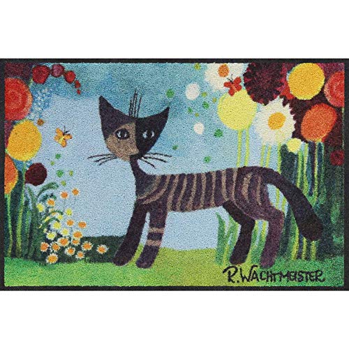 Salonloewe Rosina Wachtmeister Fußmatte waschbar by Margherite 50 x 75 cm Eingangs-Matte Fussabtreter bunt Katzen Blumen von Salonloewe