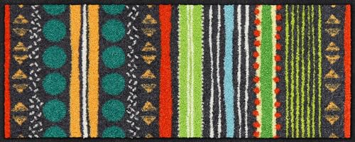 Salonloewe Fußmatte 030x075 cm Stripes Composite Colourful Fußabtreter, innen, außen, Schmutzfangmatte, Sauberlauf-Teppich von Salonloewe