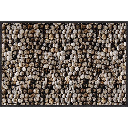 Salonloewe Fußmatte Marble Dots Taupe 50x75 cm Läufer mit Design waschbar Flur-Teppich von Salonloewe