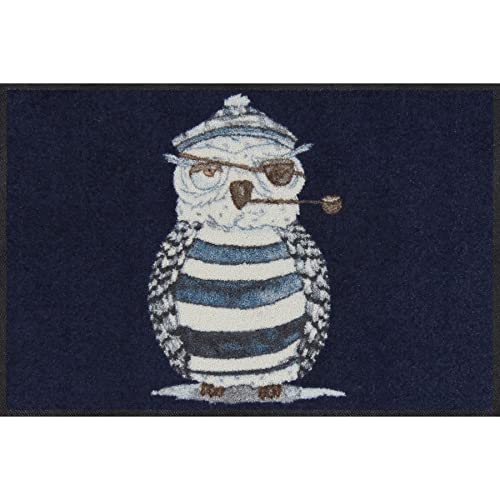 Salonloewe Fußmatte Sailor Owl 50x75 cm Eingangsmatte innen und außen Fussabtreter waschbar Flur-Teppich von Salonloewe