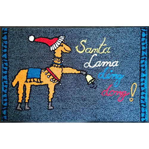 Salonloewe Fußmatte Weihnachten Santa Rama Lama Ding Dong Schmutzfangmatte 50x75 cm waschbar rutschfeste Fussmatte aussen + innen von Salonloewe