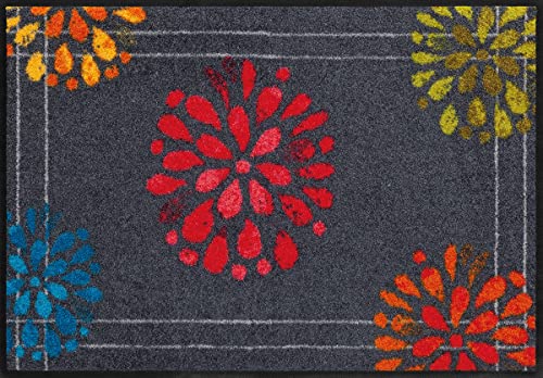 Salonloewe Fußmatte waschbar Flower Delight Fireworks 50 x 75 cm Schmutzfangmatte Eingangs-Matte bunt Feuerwerk Design Fussabtreter von Salonloewe