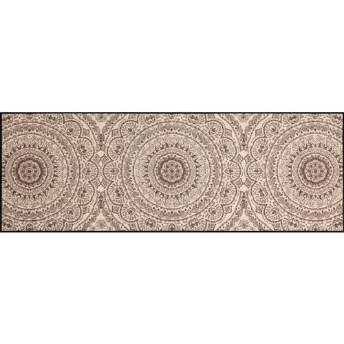 Salonloewe Fußmatte waschbar Medallion Nougat 060x180 cm Läufer Flur Kreise Sauberlaufmatte Wohnteppich von Salonloewe