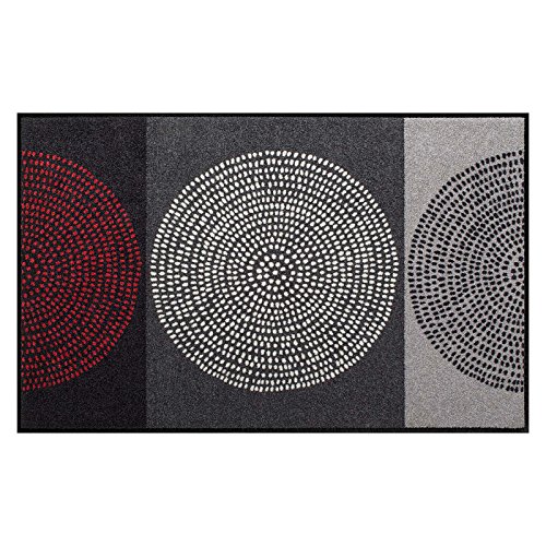 Salonloewe Fußmatte waschbar Nestor 75x120 cm Läufer Sauberlauf-Teppich Design-Kreise Muster von Salonloewe