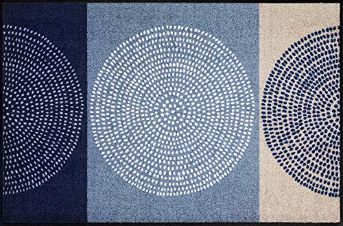 Salonloewe Fußmatte waschbar Nestor Denim 115x175 cm Schmutzfang-Teppich Wohn-Teppich Sauberlaufmatte Design-Kreise von Salonloewe