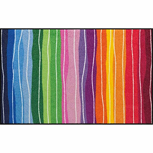 Salonloewe Fußmatte waschbar Pure Style Wavy Lines Bunt 75x120 cm Läufer Wohn-Teppich Wellen rutschfest von Salonloewe