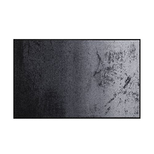 Salonloewe Fußmatte waschbar Shabby Grey 75x120 cm Flur-Läufer grau anthrazit Sauberlaufmatte Wohn-Teppich monochrom von Salonloewe