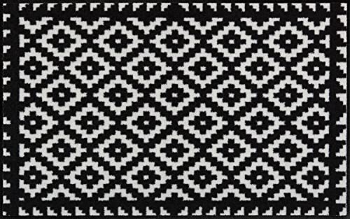 Salonloewe Fußmatte waschbar Tabuk Black & White 75 x 120 cm Sauberlaufmatte Läufer schwarz-weiß-Gemustert Design rutschfest von Salonloewe