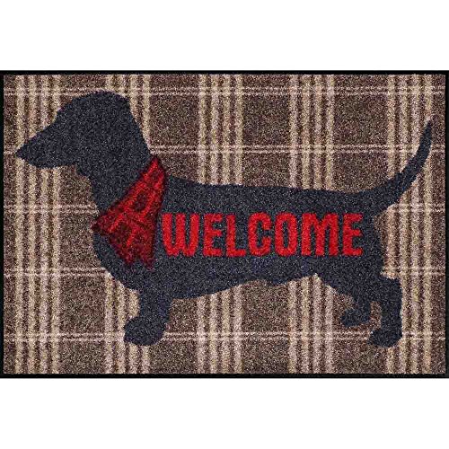 Salonloewe Fußmatte waschbar Welcome Home Dog 50x75 cm Eingangs-Matte Hunde Schmutzfangmatte von Salonloewe