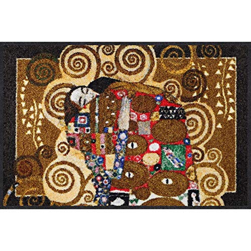 Salonloewe Gustav Klimt Die Erfüllung Melange Fußmatte 50 x 75 cm Eingangs-Matte Künstler-Design Fussabtreter waschbar von Salonloewe