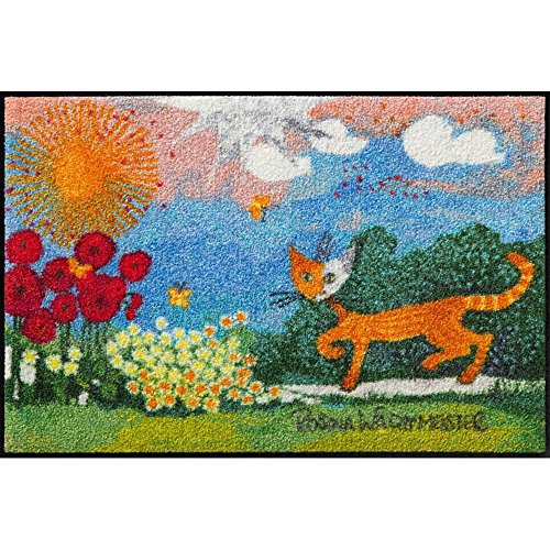 Salonloewe Rosina Wachtmeister Fußmatte Daisies 50x75 cm eingangs-Matte Katzen bunt Landschaft Fussabtreter waschbar von Salonloewe