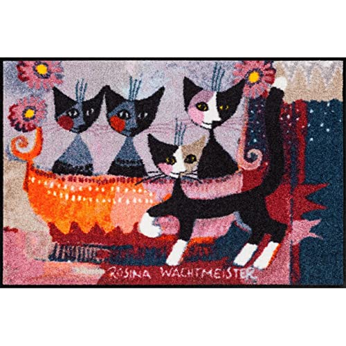 Salonloewe Rosina Wachtmeister Fußmatte Lifestyle La Mia Famiglia 50x75 cm Eingangs-Matte Fussabtreter Katzen-Familie bunt waschbar von Salonloewe