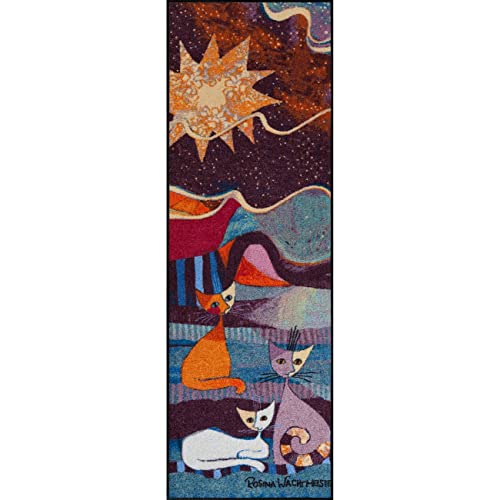 Salonloewe Rosina Wachtmeister Fußmatte Lifestyle Le Onde 60x180 cm Flur-Läufer Wohn-Teppich Katzen bunt Designer von Salonloewe