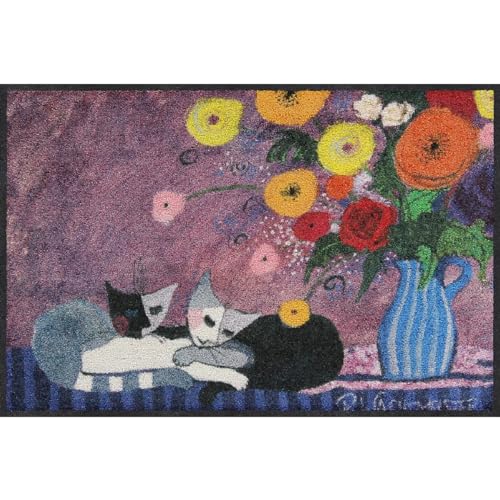 Salonloewe Rosina Wachtmeister Sleep Well Fußmatte waschbar 050 x 075 cm Fußabtreter Schmutzfangmatte Tür-Matte Katzen von Salonloewe