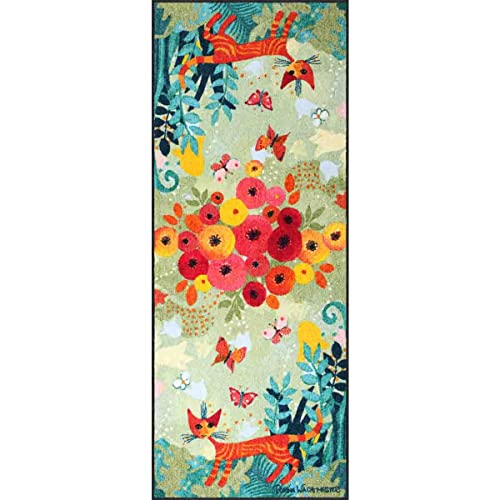 Rosina Wachtmeister Un Giro in Giro Fußmatte 75 x 190 cm Flur-Läufer Wohn-Teppich Schmutzfangmatte, Katzen bunt von Salonloewe