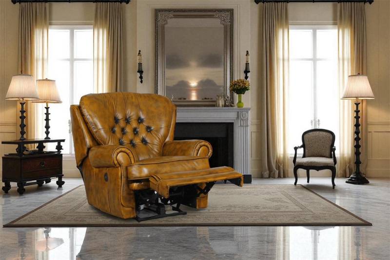 Salottini Chesterfield-Sessel Chesterfield Ohrensessel Sting Recliner Sessel Relaxsessel braun, mit Relaxfunktion von Salottini