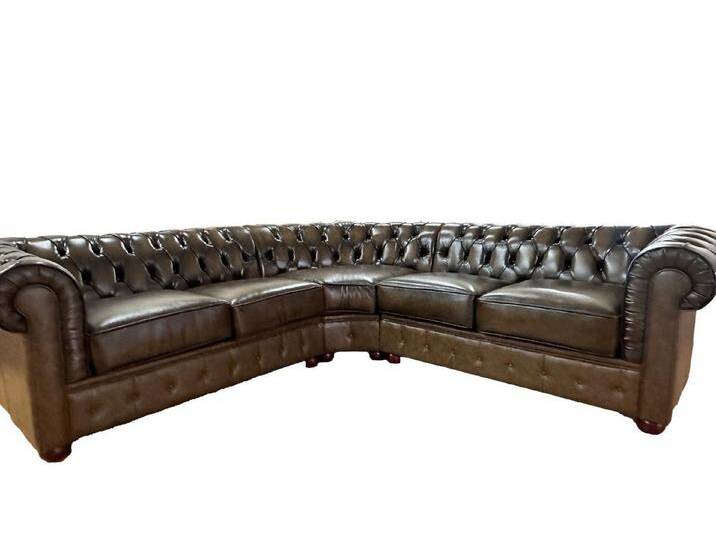 Salottini Chesterfield-Sofa Chesterfield Ecksofa Aberdeen Braun Ledersofa, Taschenfederkern, braun von Salottini