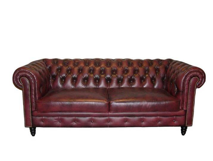 Salottini Chesterfield-Sofa Chesterfield Excellent Sofagarnitur 3/2/1 Polstergarnitur, 3 Teile, Vollleder, rot von Salottini