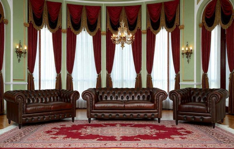 Salottini Chesterfield-Sofa Chesterfield Excellent Sofagarnitur 3/2/1 Polstergarnitur, 3 Teile, Vollleder von Salottini