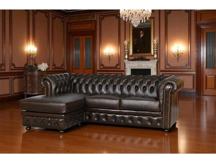 Salottini Chesterfield-Sofa SOFORT LIEFERBAR Chesterfield Ecksofa Springfield Eckcouch, 2 Teile, Taschenfederkern, braun von Salottini