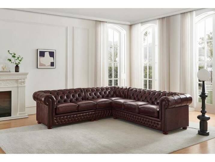 Salottini Chesterfield-Sofa Luxus Chesterfield XL Ecksofa Swindon Eckcouch Sofa, 3 Teile, Echte einzelne Nägel in der Front, rot Salottini Chesterfield-Sofa Luxus Chesterfield XL Ecksofa Swindon Eckcouch Sofa, 3 Teile, Echte einzelne Nägel in der Front, rot von Salottini