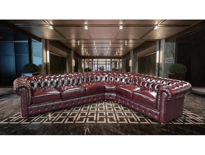 Salottini Chesterfield-Sofa VERKÜRZTE LIEFERZEIT Chesterfield XL Ecksofa Wohnlandschaft Luton, 3 Teile, Echtleder, rot von Salottini