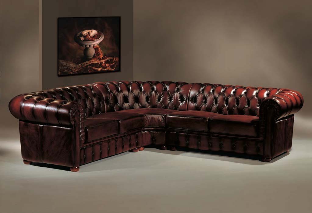 Salottini Ecksofa Chesterfield Ecksofa Aberdeen Leder SOFORT LIEFERBAR, Federkern von Salottini