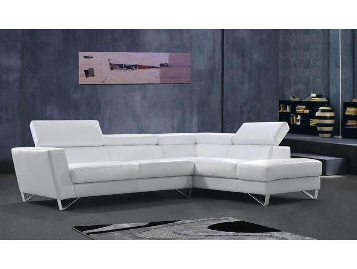 Salottini Ecksofa Designer Ecksofa Murano Leder Eckcouch, 2 Teile, Taschenfederkern, weiß von Salottini