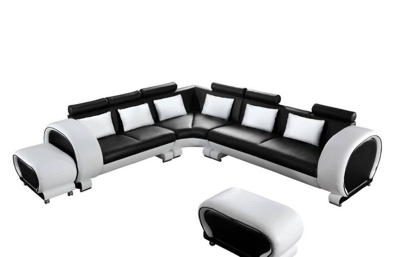 Salottini Ecksofa Ecksofa Callisto Leder Eckcouch von Salottini schwarz, Federkern von Salottini