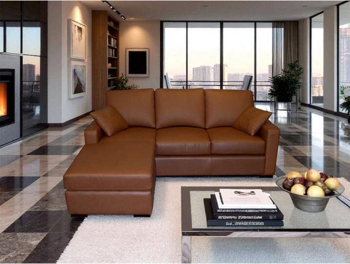 Salottini Ecksofa Ecksofa Modell Jessy Mini Design Eckcouch, 2 Teile, Vollleder, braun von Salottini