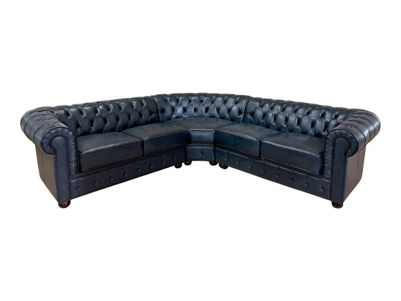 Salottini Ecksofa Chesterfield Ecksofa Aberdeen Leder BLAU Eckcouch, 3 Teile, Traumoptik Salottini Ecksofa Chesterfield Ecksofa Aberdeen Leder BLAU Eckcouch, 3 Teile, Traumoptik von Salottini