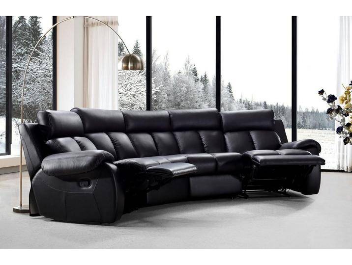 Salottini Ecksofa Recliner Kinosofa Pedro Kino Sofa Ecksofa Relaxsofa, 3 Teile, Echtleder, schwarz von Salottini
